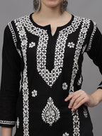 Black Ayat Cotton Chikankari Long Kurti
