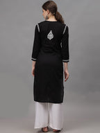 Black Ayat Cotton Chikankari Long Kurti