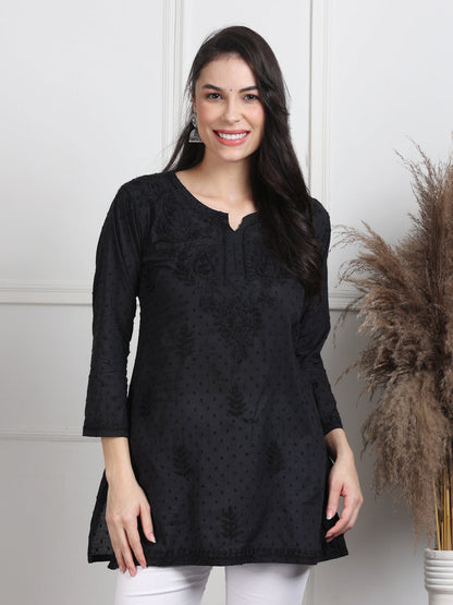 Nuzhat Dyed Lucknowi Chikankari Short Top – Pure Cotton, Handcrafted Beauty in Stunning Shades