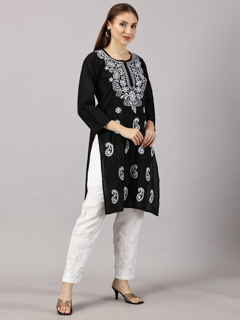 Black Muzdah Cotton Kurti & Lycra Pant Set