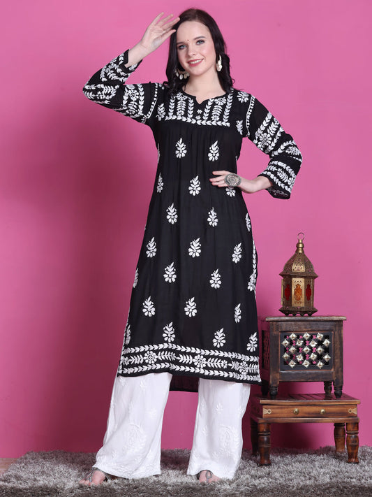Premium Nyra Cut Modal Chikankari Straight Fit Kurta for Women