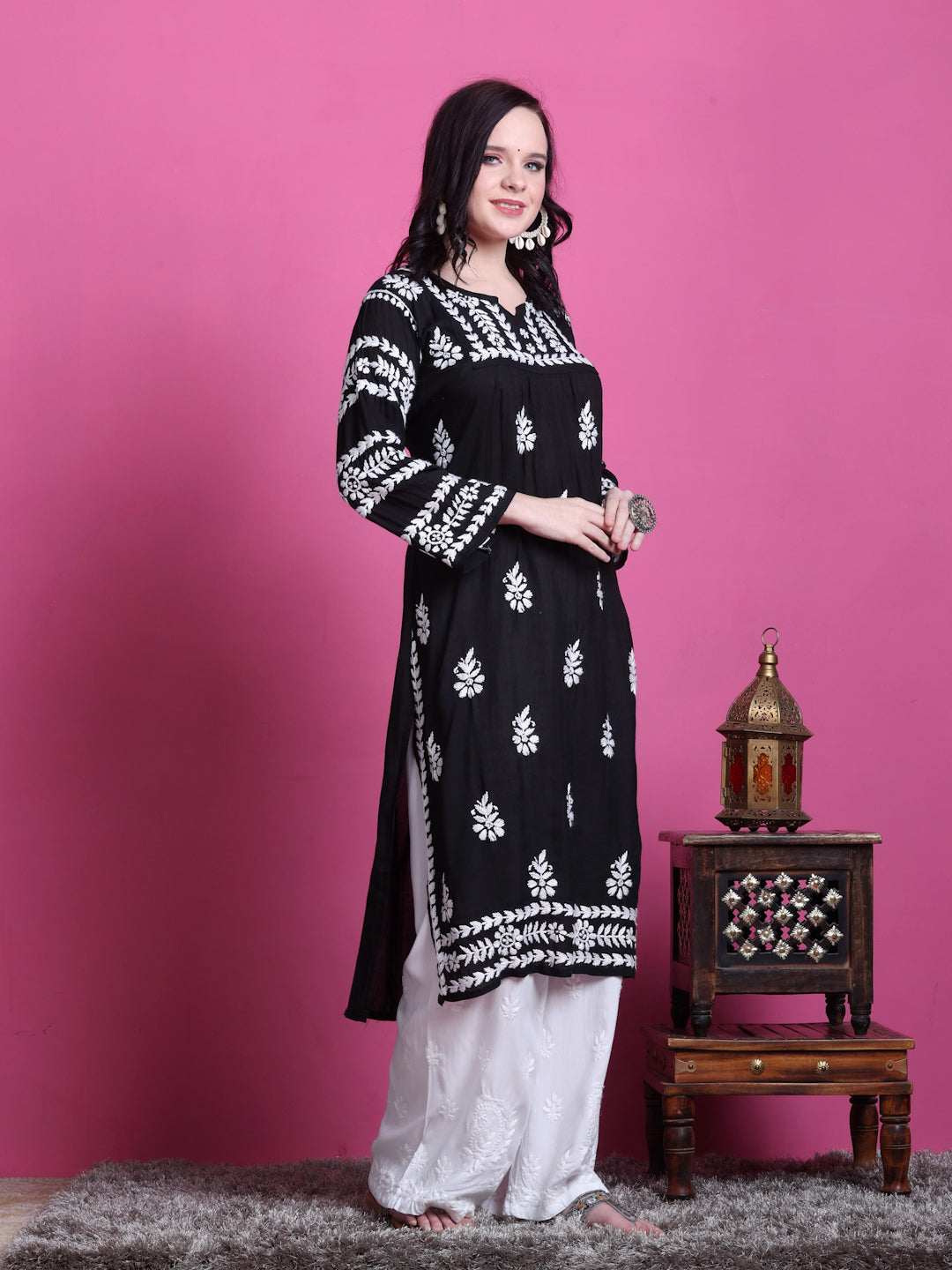Black Ghazal Nyra Cut Modal Straight Kurti