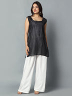 Black Gulbarg Mirror Work Chikankari Kurti with Inner