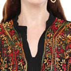 Black-Multi Alfi Georgette Multi Threadwork Kurti with Inner