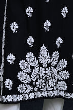 Black Salma Straight Chikankari Rayon Kurti