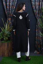 Black Salma Straight Chikankari Rayon Kurti