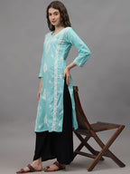 Aqua Ayat Cotton Chikankari Long Kurti