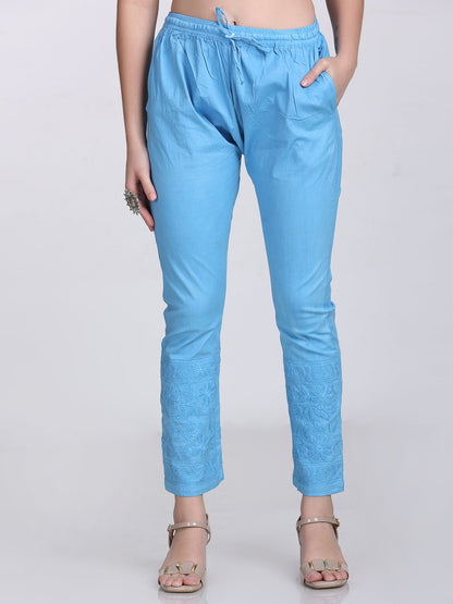 Blue Shifa Dyed Cotton Kurti & Lycra Pant Set