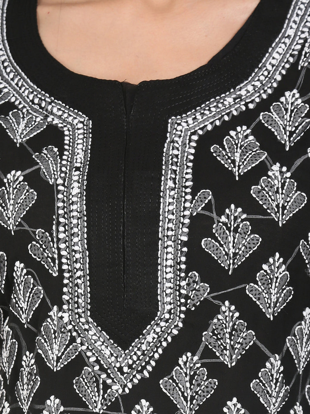 Black Marjan Georgette Booti Jaal Kurti & Inner