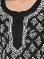 Black Marjan Georgette Booti Jaal Kurti & Inner