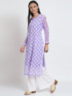 Lavender Marjan Georgette Booti Jaal Kurti & Inner