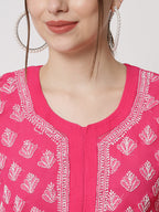 Magenta Marjan Georgette Booti Jaal Kurti & Inner