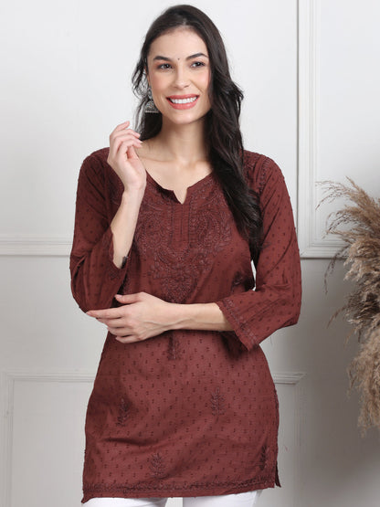 Nuzhat Dyed Lucknowi Chikankari Short Top – Pure Cotton, Handcrafted Beauty in Stunning Shades