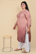 Brown Bushra Glass Neck Ombre Rayon Kurti