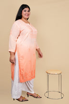 Peach Bushra Glass Neck Ombre Rayon Kurti