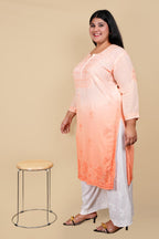 Peach Bushra Glass Neck Ombre Rayon Kurti