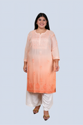 Peach Bushra Glass Neck Ombre Rayon Kurti