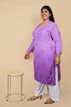 Purple Bushra Glass Neck Ombre Rayon Kurti