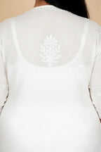 White Bushra Glass Neck Ombre Rayon Kurti