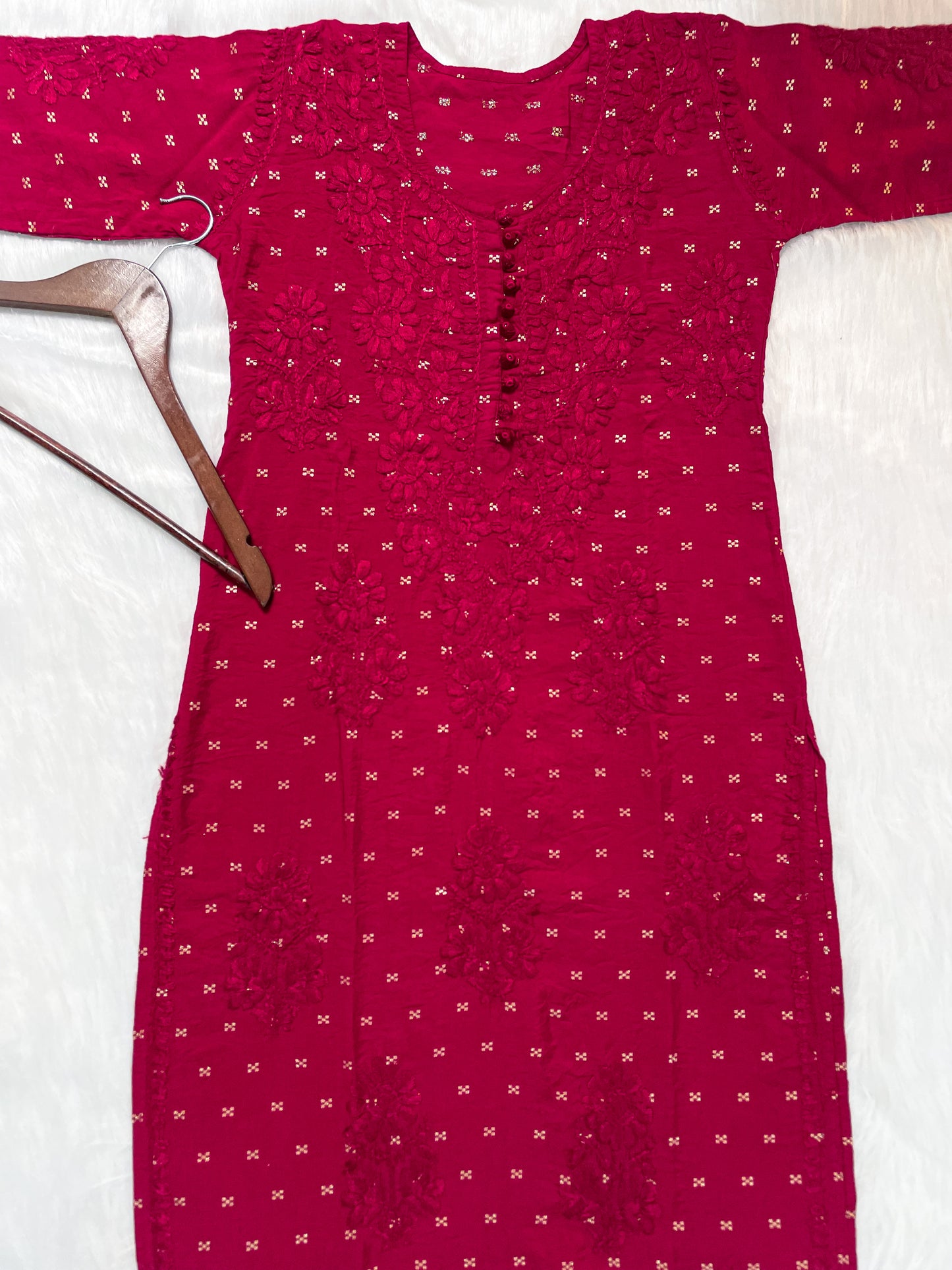 Yumna Premium Dyed Chanderi Silk Lucknowi Chikankari Kurti and Palazzo Set for Women
