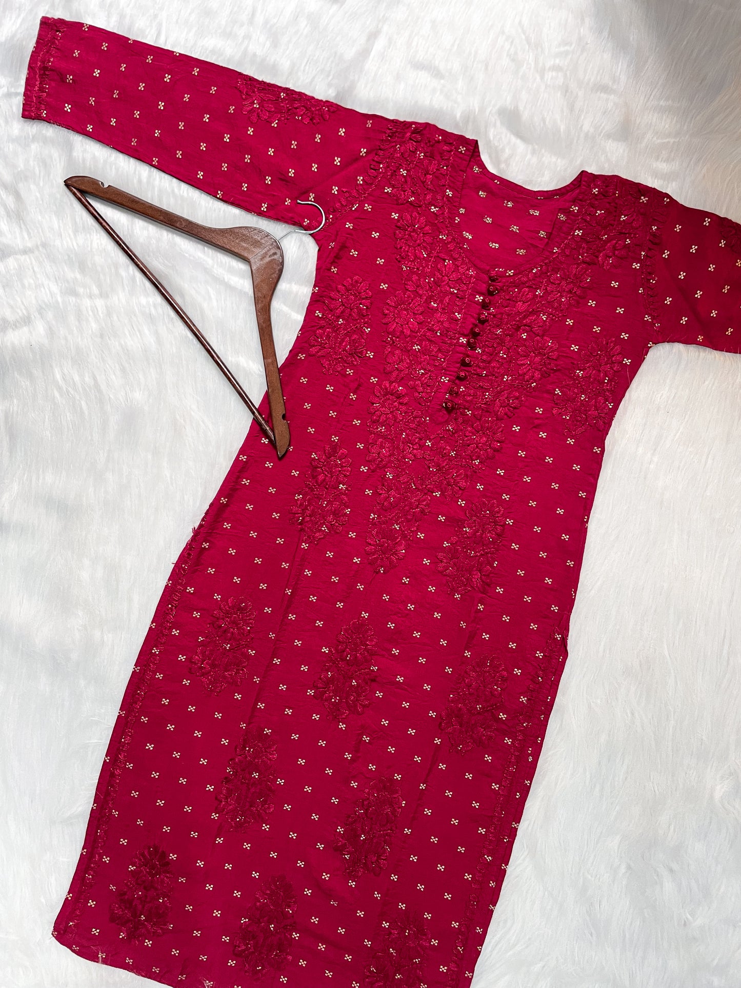 Yumna Premium Dyed Chanderi Silk Lucknowi Chikankari Kurti and Palazzo Set for Women