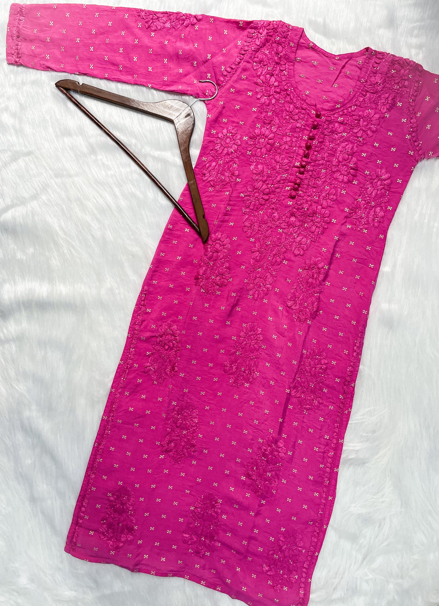 Yumna Premium Dyed Chanderi Silk Lucknowi Chikankari Kurti and Palazzo Set for Women