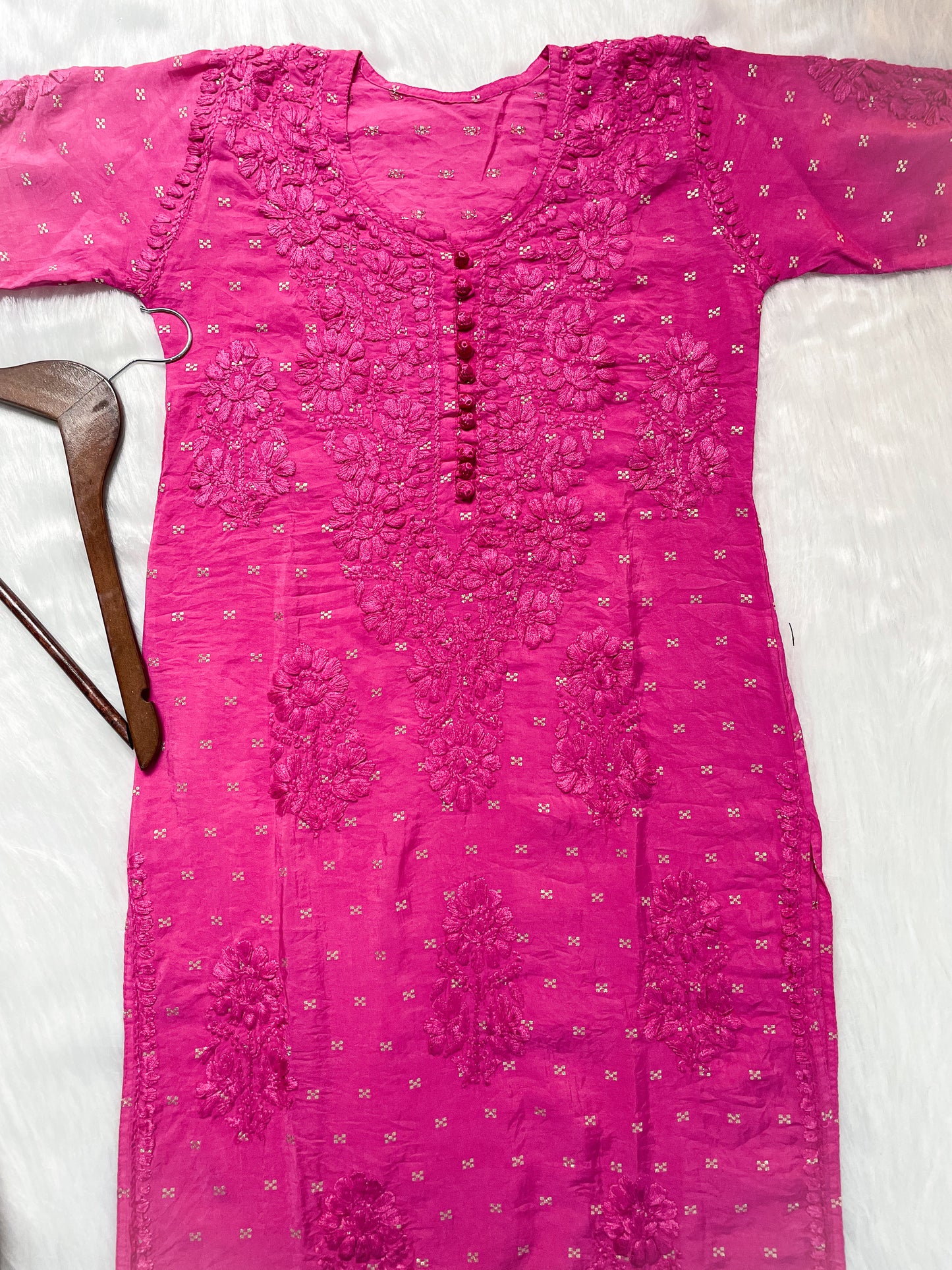 Yumna Premium Dyed Chanderi Silk Lucknowi Chikankari Kurti and Palazzo Set for Women