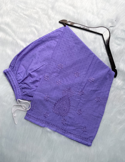 Trana Handcrafted Dyed Lucknowi Chikankari Cotton Kurti, Palazzo & Dupatta Set