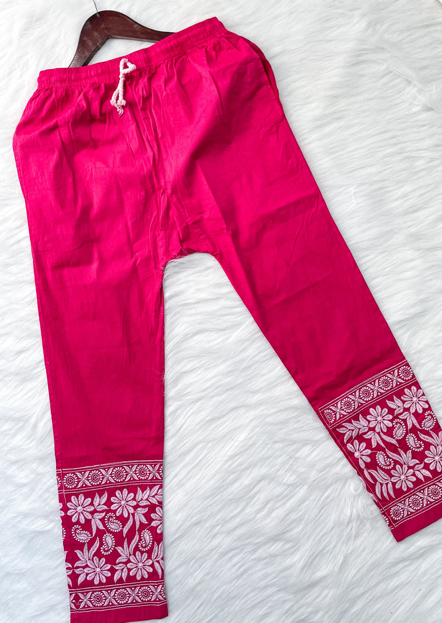 Kubra Dyed Cotton Chikankari Kurti & Lycra Pant Set, Pockets Both Side of the Pant