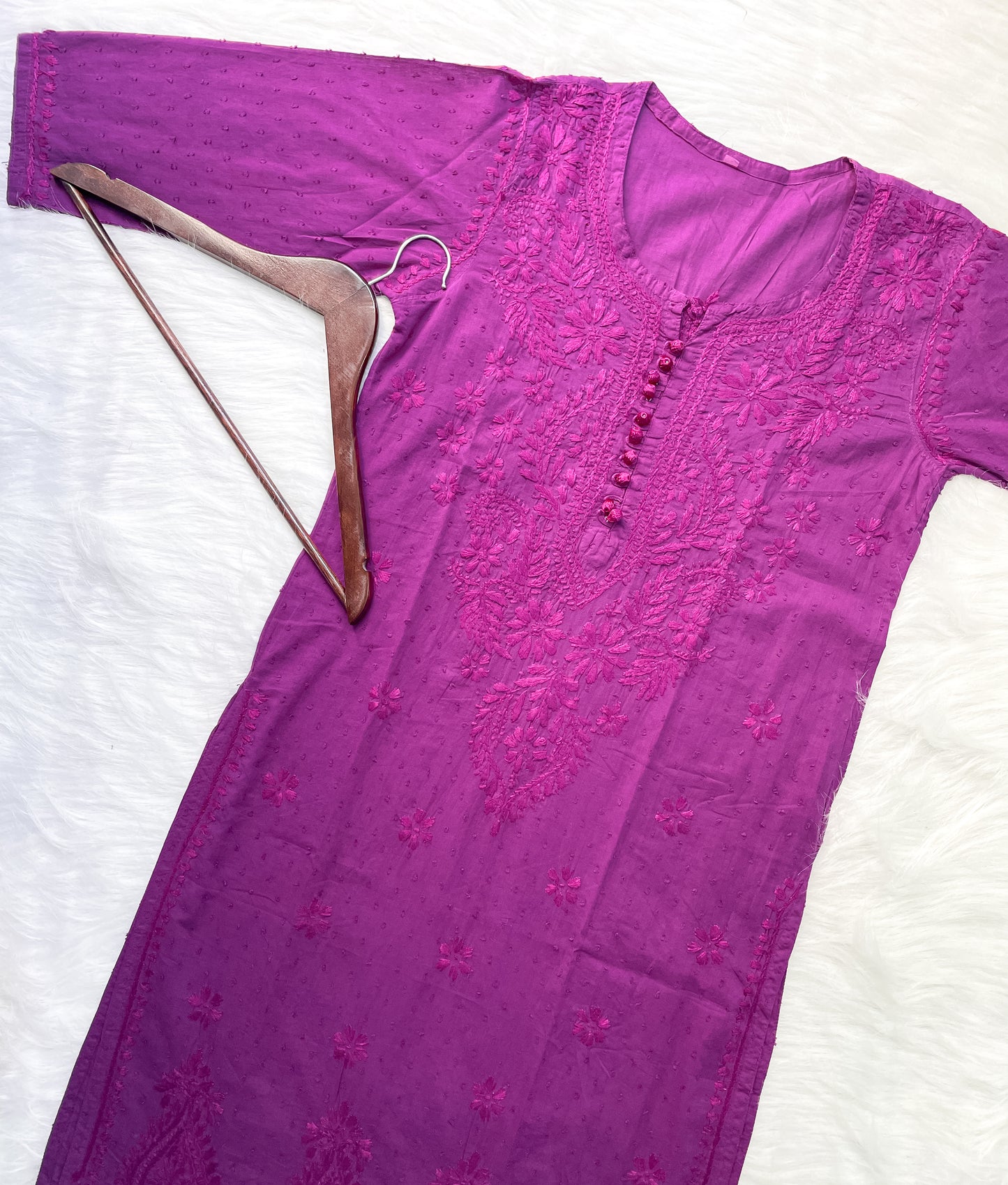 Kubra Dyed Cotton Chikankari Kurti & Lycra Pant Set, Pockets Both Side of the Pant