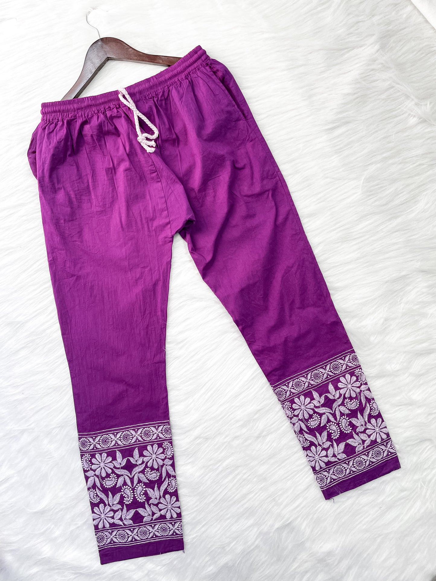 Kubra Dyed Cotton Chikankari Kurti & Lycra Pant Set, Pockets Both Side of the Pant