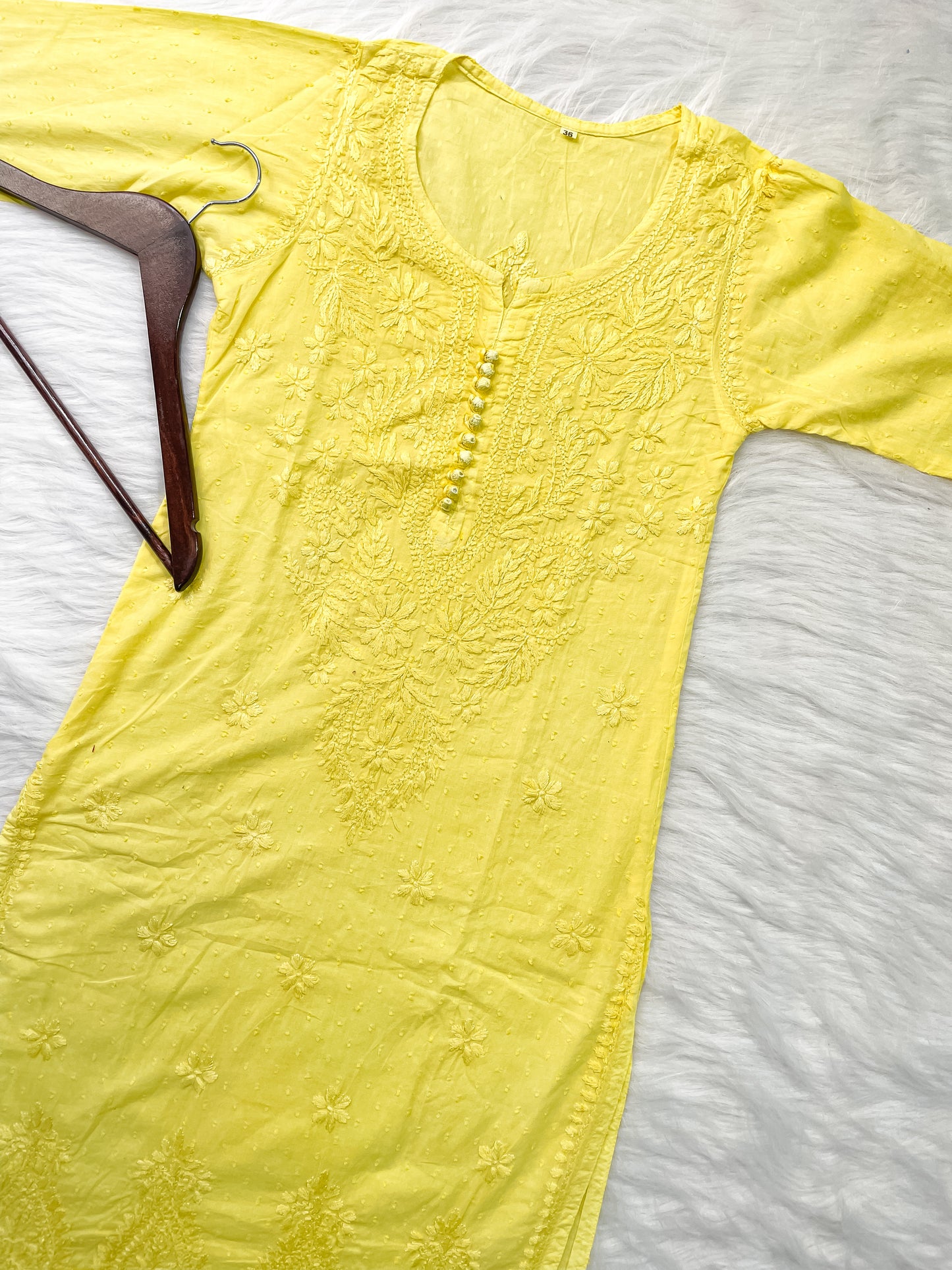 Kubra Dyed Cotton Chikankari Kurti & Lycra Pant Set, Pockets Both Side of the Pant