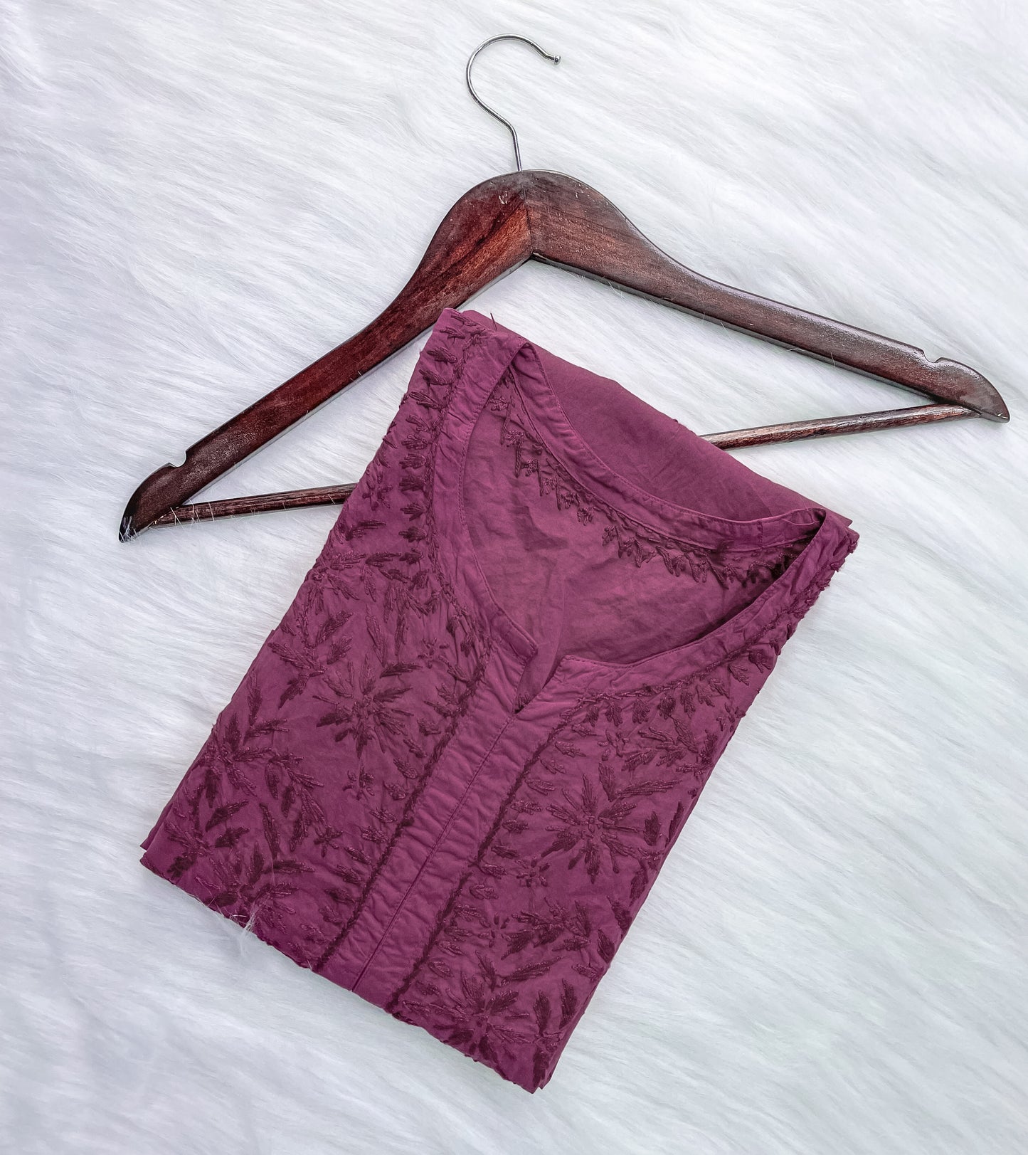 Shireen Dyed Premium Cotton Chikankari Kurti with Hand Embroidery | Long Length Comfort Fit