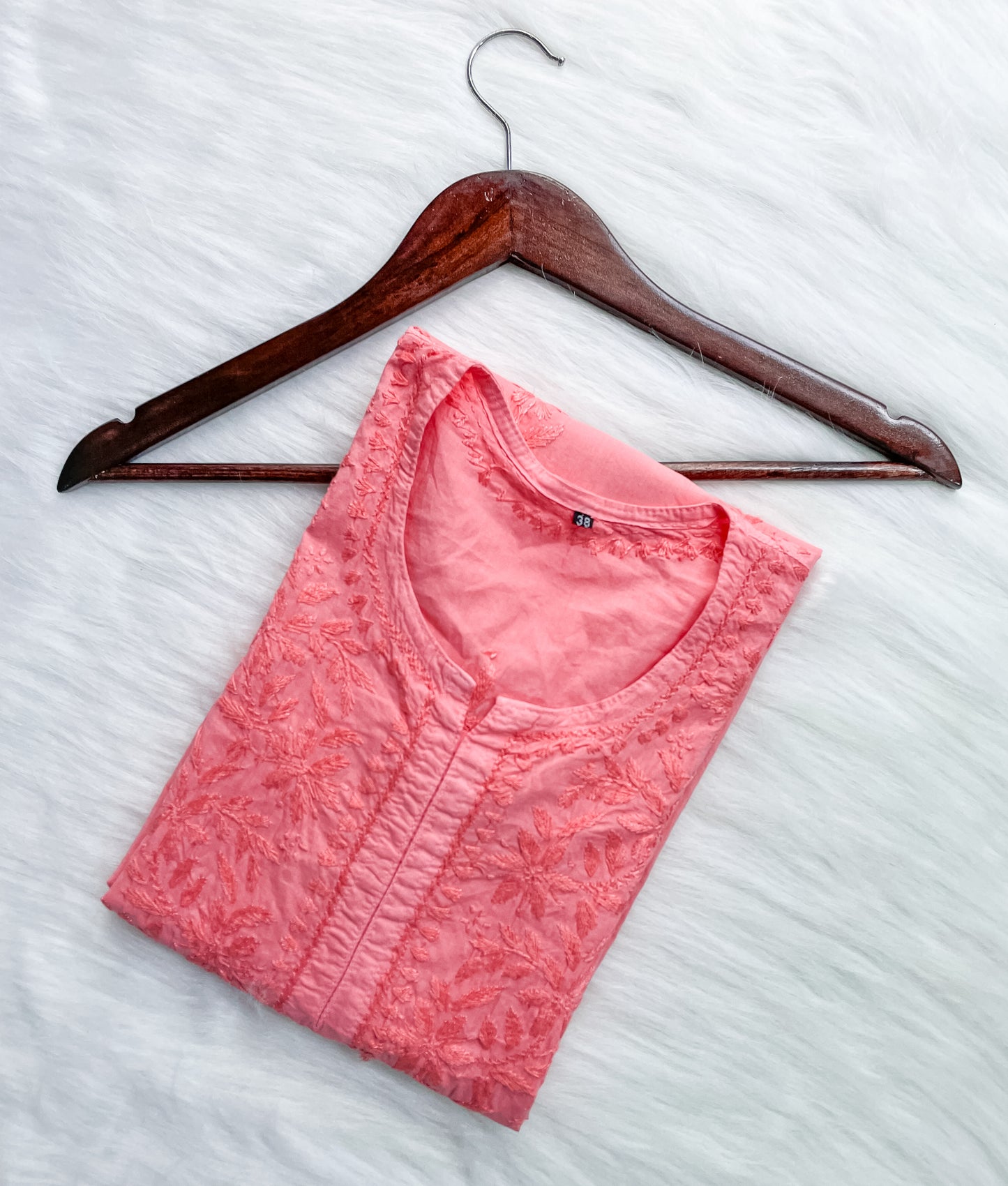 Shireen Dyed Premium Cotton Chikankari Kurti with Hand Embroidery | Long Length Comfort Fit