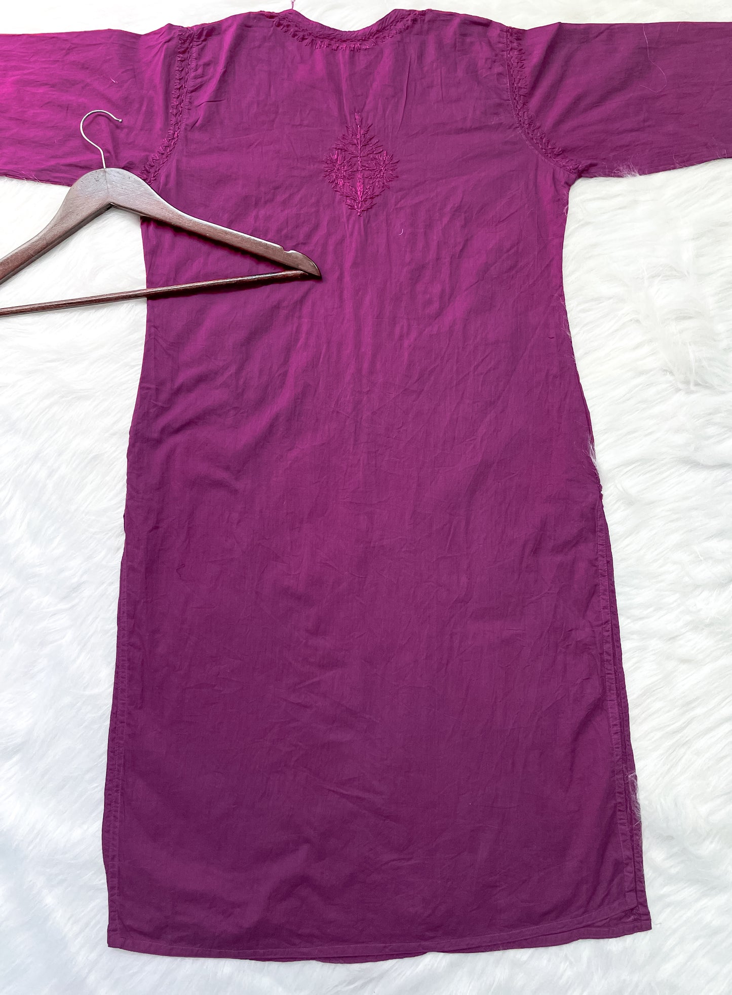 Shireen Dyed Premium Cotton Chikankari Kurti with Hand Embroidery | Long Length Comfort Fit