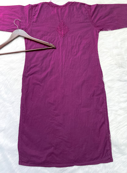 Shireen Dyed Premium Cotton Chikankari Kurti with Hand Embroidery | Long Length Comfort Fit