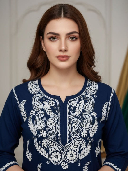 Navy Blue Haya plus size modal kurti