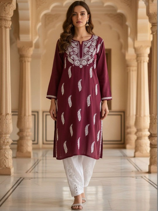 Burgundy Haya plus size modal kurti