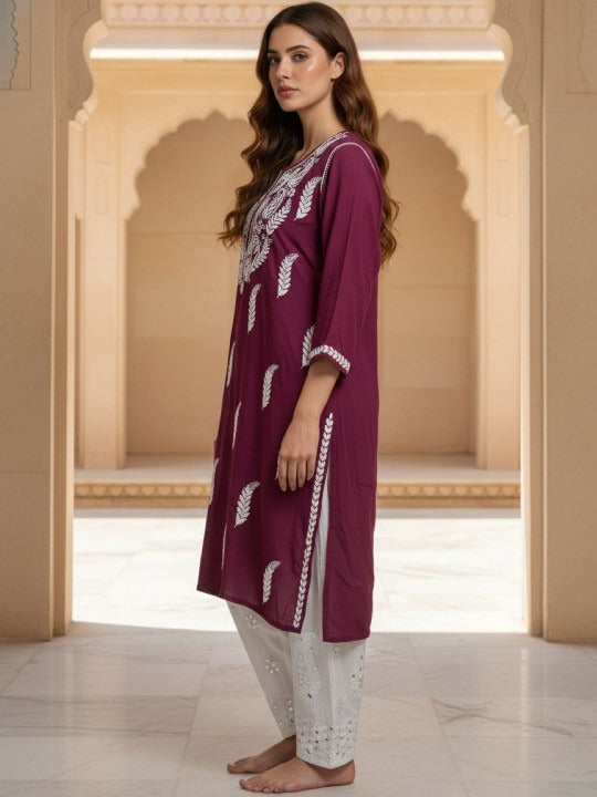 Burgundy Haya plus size modal kurti