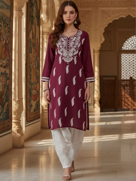 Burgundy Haya plus size modal kurti