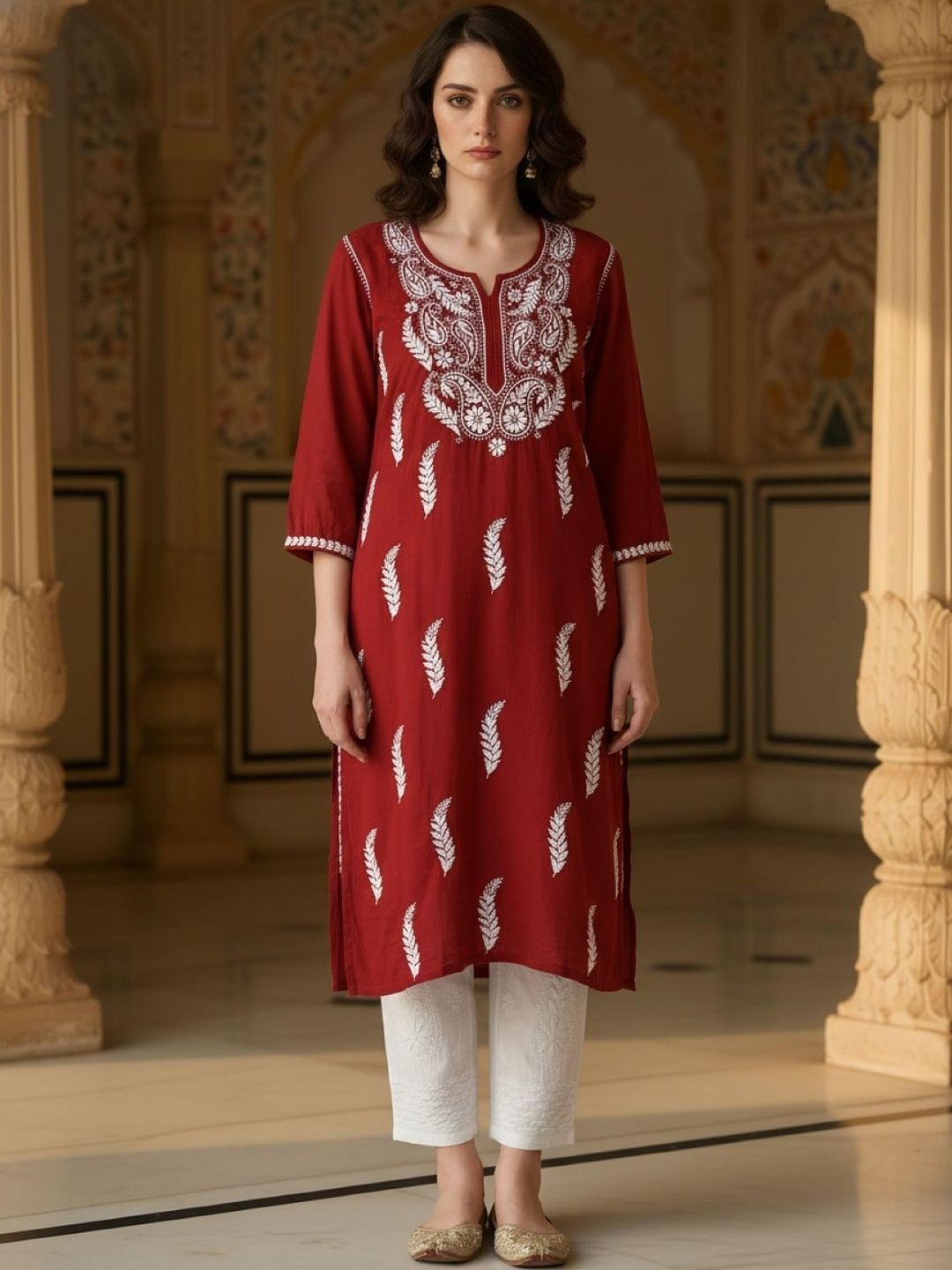 Red Haya plus size modal kurti