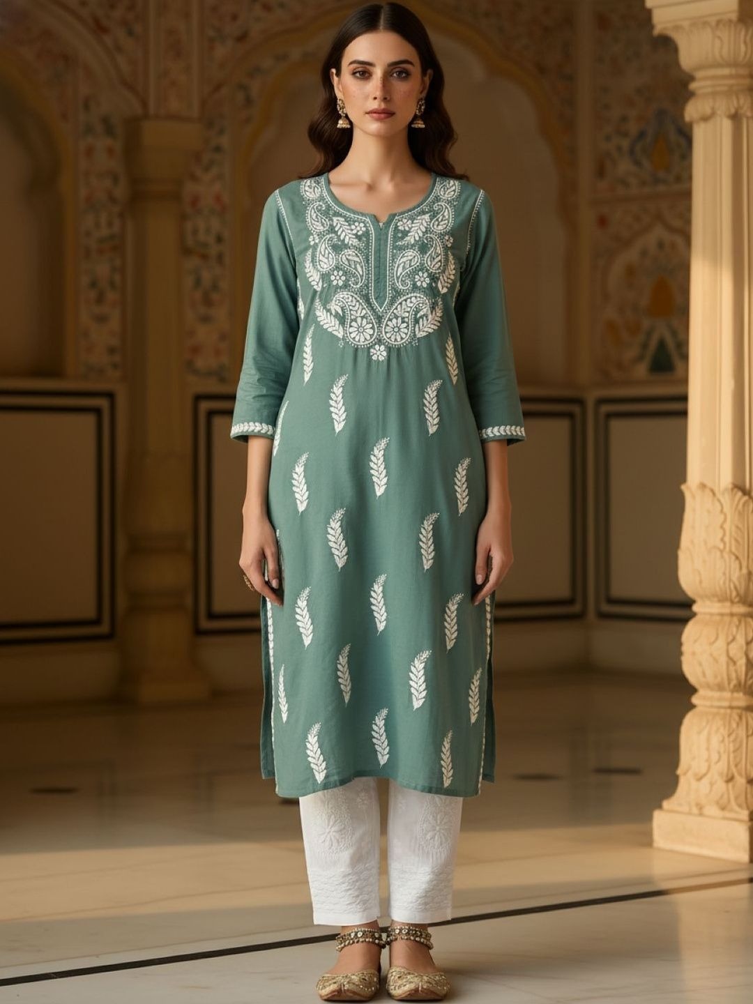 Spanish Green Haya plus size modal kurti