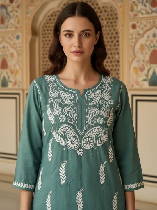 Spanish Green Haya plus size modal kurti