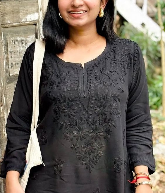 Black Inaya Shaded Dyed Rayon Short Top