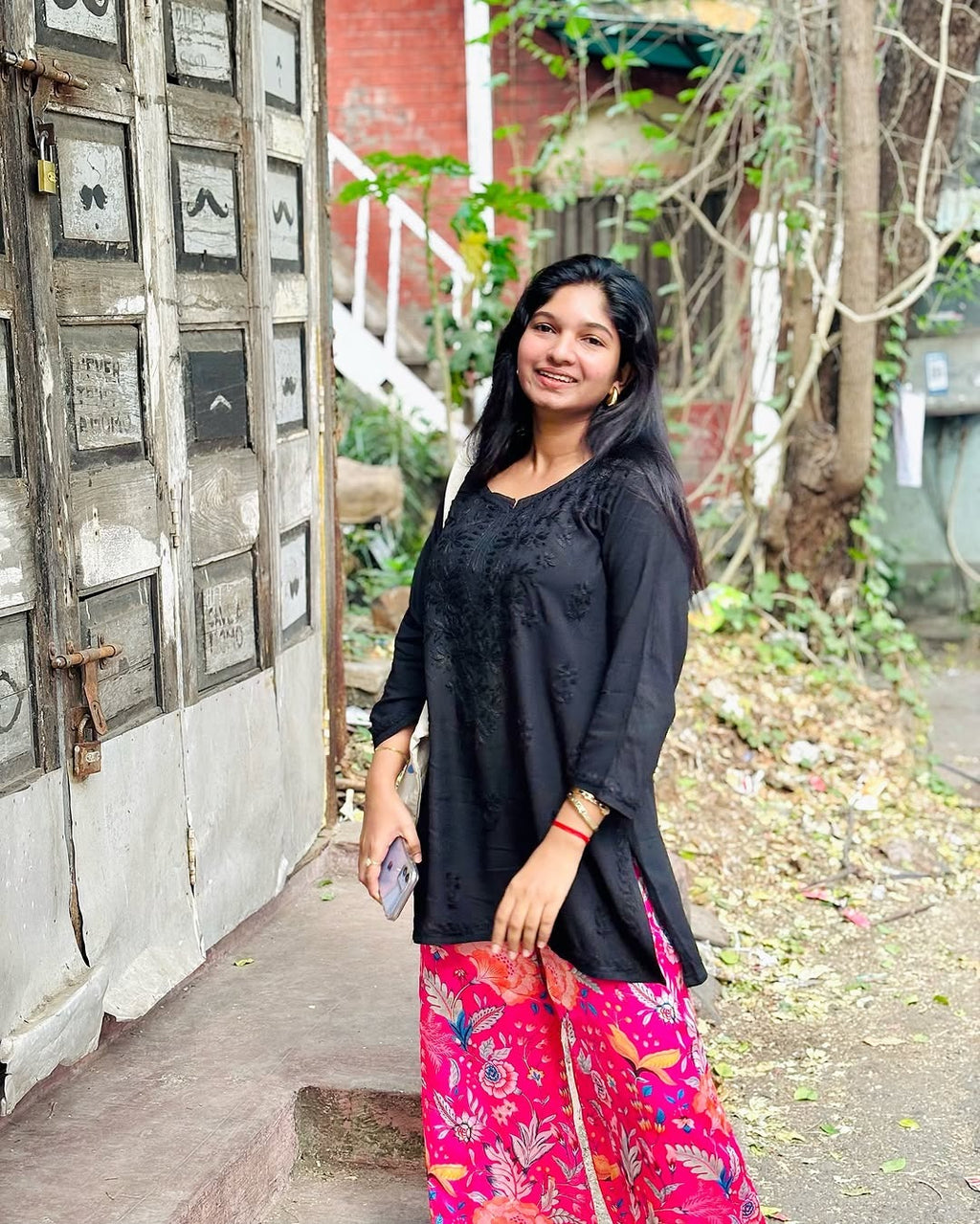 Black Inaya Shaded Dyed Rayon Short Top