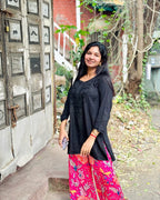 Black Inaya Shaded Dyed Rayon Short Top