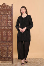 Black Inaya Shaded Dyed Rayon Short Top