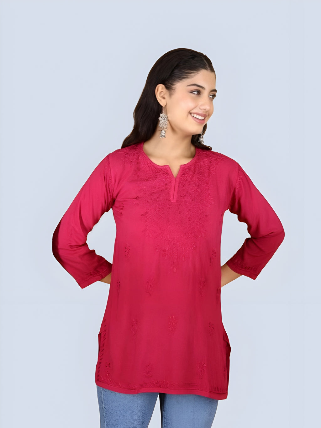 Magenta Inaya Shaded Dyed Rayon Short Top