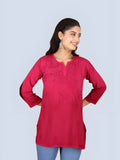 Magenta Inaya Shaded Dyed Rayon Short Top