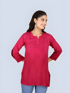 Magenta Inaya Shaded Dyed Rayon Short Top